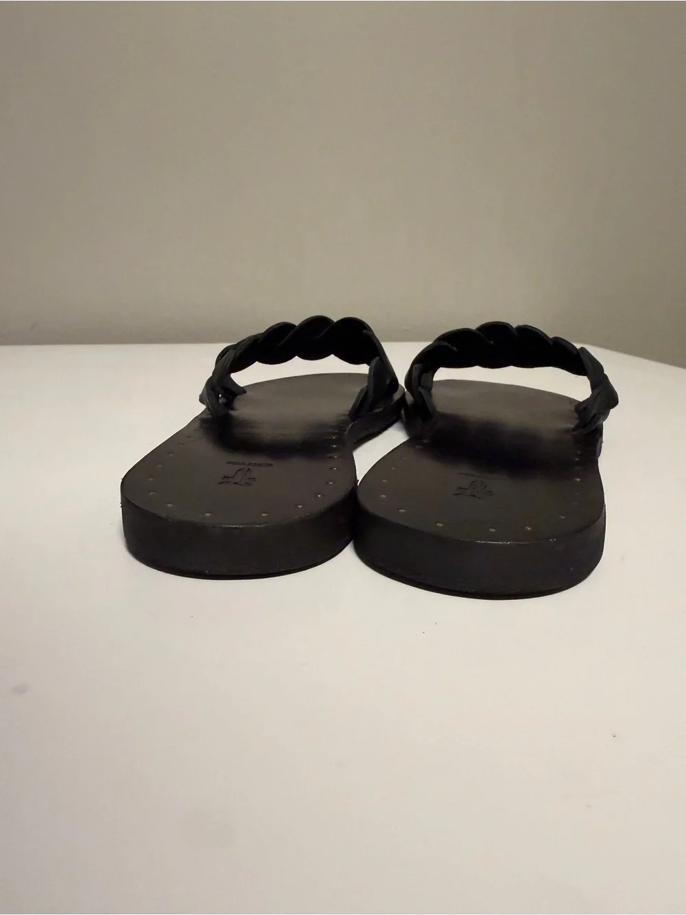 Frye Azalea Black Leather Braid Slide Flat Sandals Women’s US 7-7.5